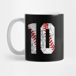 Vintage #10 Baseball Laces Baseball Mom Jersey Love Baseball T-shirt Mug